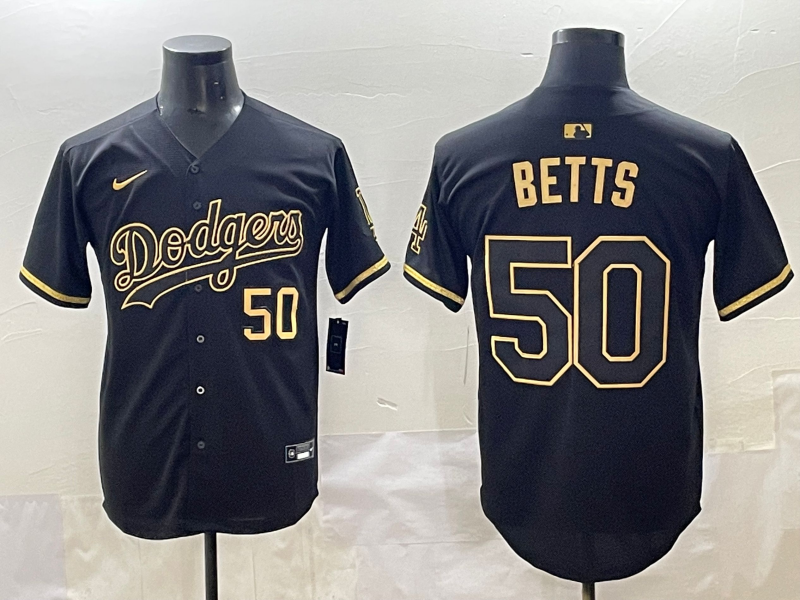 Men's Los Angeles Dodgers Mookie Betts #50 Black Team Jersey